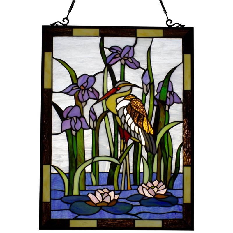 CHLOE Crane Tiffany-style Animal Window Panel 24