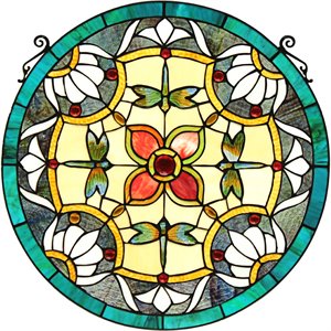 CHLOE Green Darner Tiffany-Style Dragonfly Stained Glass Window Panel 20&quot Height