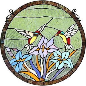 CHLOE Crimson Topaz Tiffany-Style Animal Stained Glass Window Panel 20&quot Height