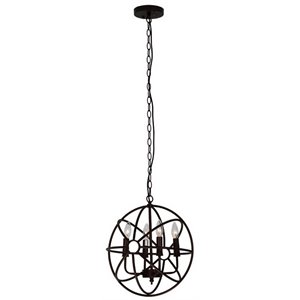CHLOE FREELAND Industrial 4 Light Oil Rubbed Bronze Ceiling Pendant 17&quot Wide