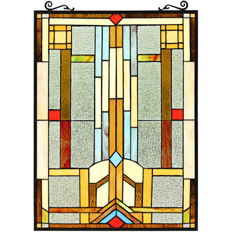 CHLOE Joash Tiffany-Style Geometric Stained Glass Window Panel 24