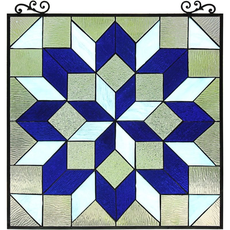 CHLOE Labyrinth Tiffany-Style Geometric Stained Glass Window Panel 25