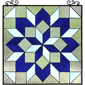 CHLOE Labyrinth Tiffany-Style Geometric Stained Glass Window Panel 25&quot Height