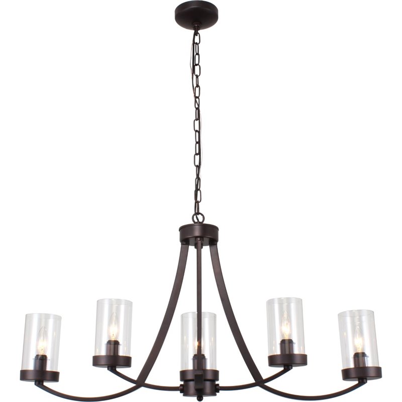 CHLOE IDA Farmhouse 5 Light Rubbed Bronze Ceiling Pendant 35.5