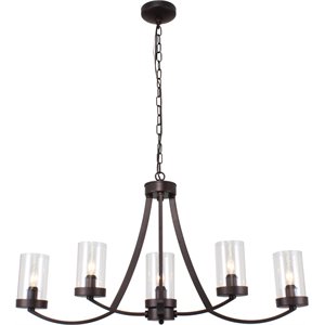 CHLOE IDA Farmhouse 5 Light Rubbed Bronze Ceiling Pendant 35.5&quot Wide