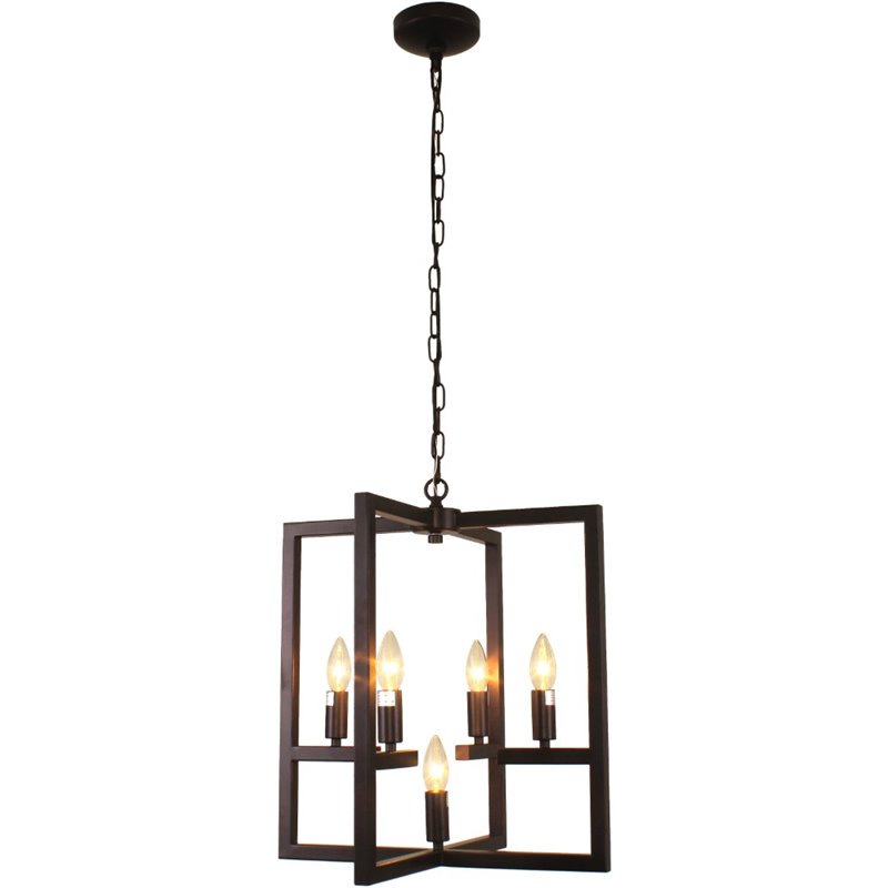 CHLOE Ironclad Farmhouse 5 Light Oil Rubbed Bronze Ceiling Pendant 18