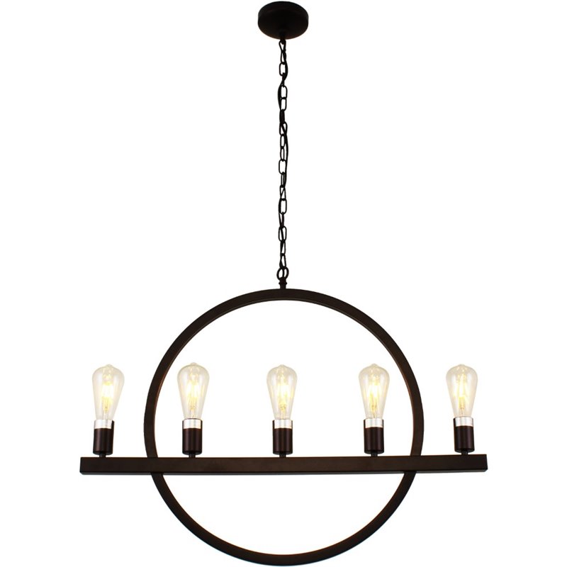 CHLOE Ironclad Farmhouse 5 Light Oil Rubbed Bronze Ceiling Pendant 32