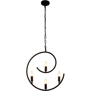 CHLOE Ironclad Farmhouse 4 Light Oil Rubbed Bronze Ceiling Pendant 20&quot Wide