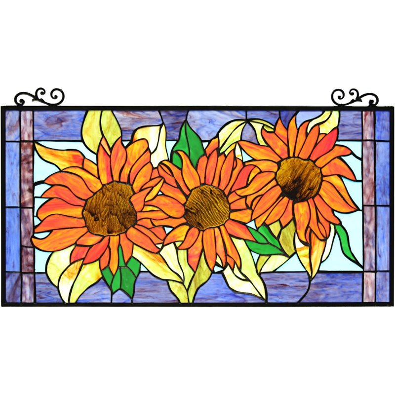 CHLOE Helianthus Tiffany-Style Floral Stained Glass Window Panel 31