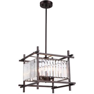 CHLOE Vanessa Contemporary 4 Lights Rubbed Bronze Ceiling Pendant 15&quot Wide