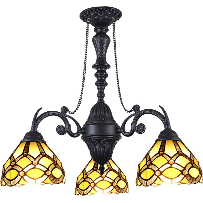 CHLOE Georgia Tiffany-Style Victorian Stained Glass Mini Chandelier 21