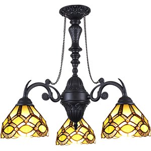 CHLOE Georgia Tiffany-Style Victorian Stained Glass Mini Chandelier 21&quot Width