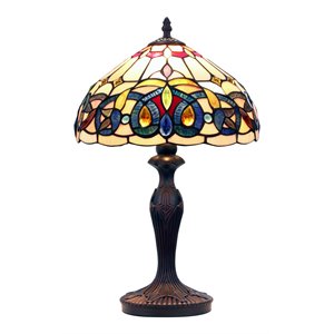 chloe lighting victorian 1-light glass resin serenity table lamp in dark bronze