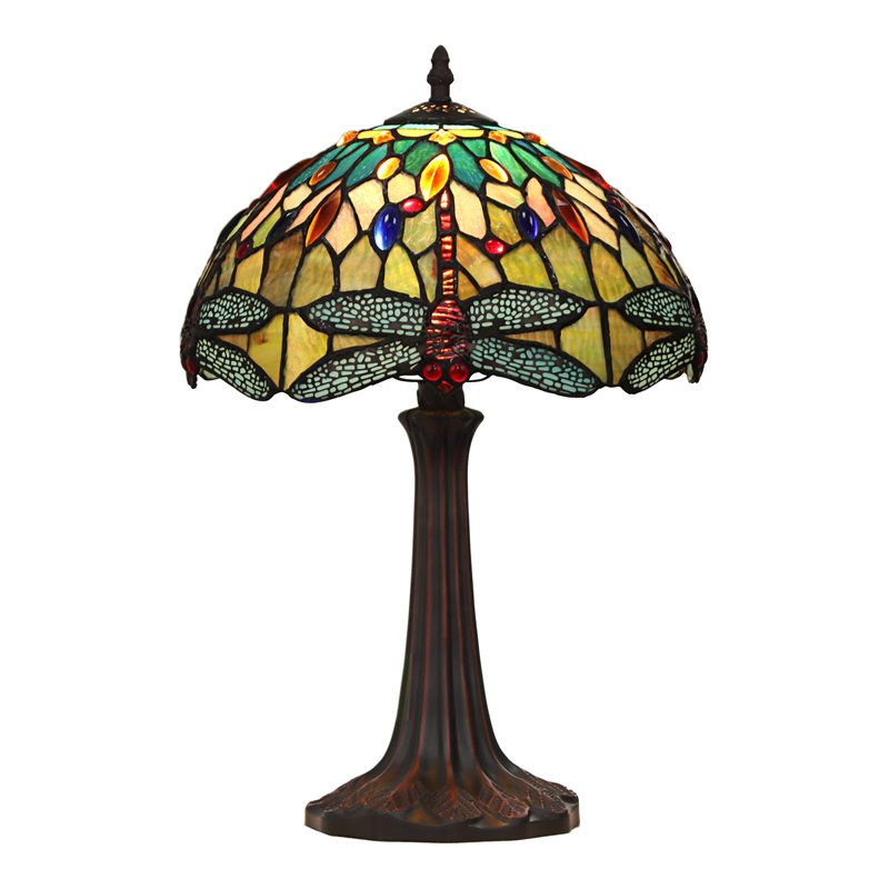 Chloe Lighting Dragonfly 1-Light Glass Resin Empress Table Lamp in Dark Bronze