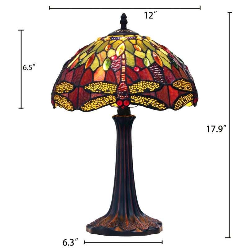 Chloe Lighting Dragonfly 1-Light Glass Resin Empress Table Lamp in Dark Bronze