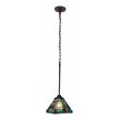 Chloe Lighting Mission 1-Light Iron and Glass Innes Mini Pendant in Dark Bronze