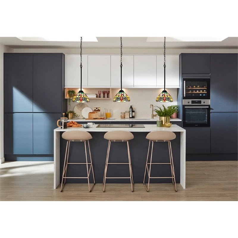 Chloe Lighting Dragonfly 1-Light Iron and Glass Empress Mini Pendant in Bronze