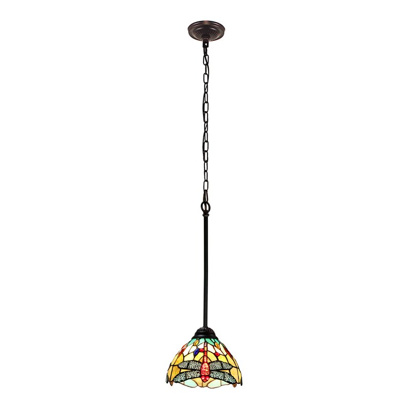 Chloe Lighting Dragonfly 1-Light Iron and Glass Empress Mini Pendant in Bronze