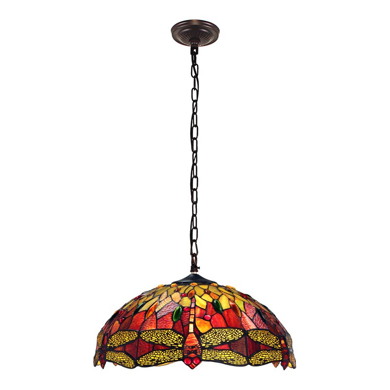 Chloe Lighting Dragonfly 3-Light Iron Empress Hanging Pendant in Blackish Bronze