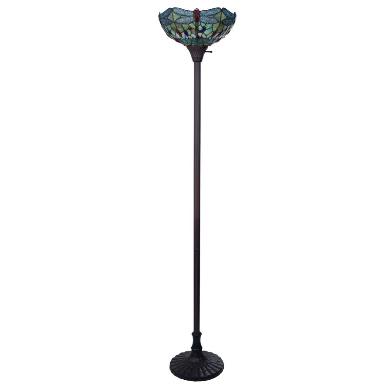Chloe Lighting Dragonfly 1-Light Glass Resin Empress Torchiere Lamp in Bronze