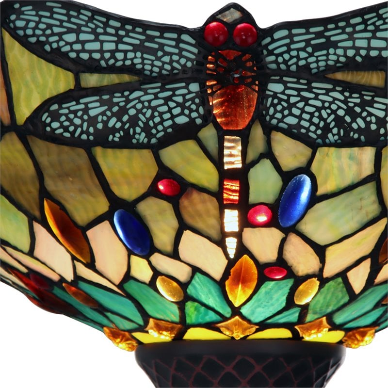 Chloe Lighting Dragonfly 1-Light Glass Resin Empress Torchiere Lamp in Bronze