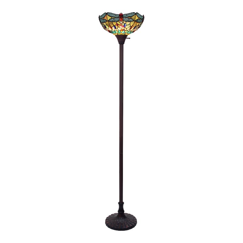 Chloe Lighting Dragonfly 1-Light Glass Resin Empress Torchiere Lamp in Bronze