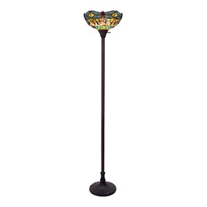 Chloe Lighting Dragonfly 1-Light Glass Resin Empress Torchiere Lamp in Bronze