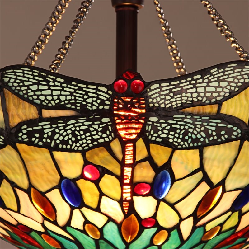 Chloe Lighting Dragonfly 2-Light Resin and Iron Empress Semi-Flush in Bronze