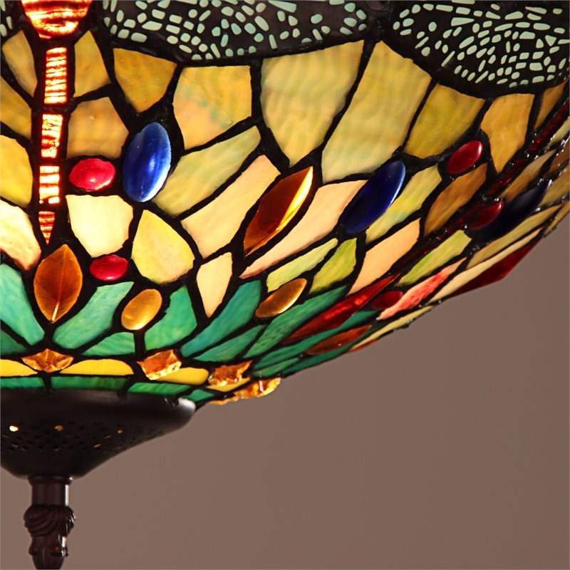 Chloe Lighting Dragonfly 2-Light Resin and Iron Empress Semi-Flush in Bronze