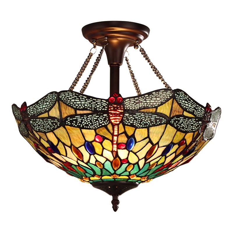 Chloe Lighting Dragonfly 2-Light Resin and Iron Empress Semi-Flush in Bronze