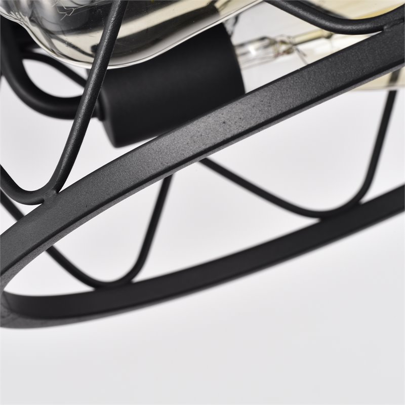 Chloe Lighting Ironclad 2-Light Metal Ceiling Flush Fixture in Textured Black