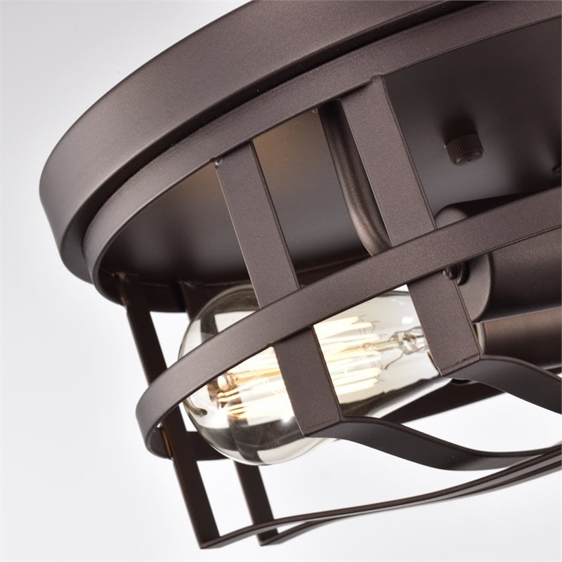 Chloe Lighting Ironclad 2-Light Metal Ceiling Flush Fixture in Oil Rubbed Bronze