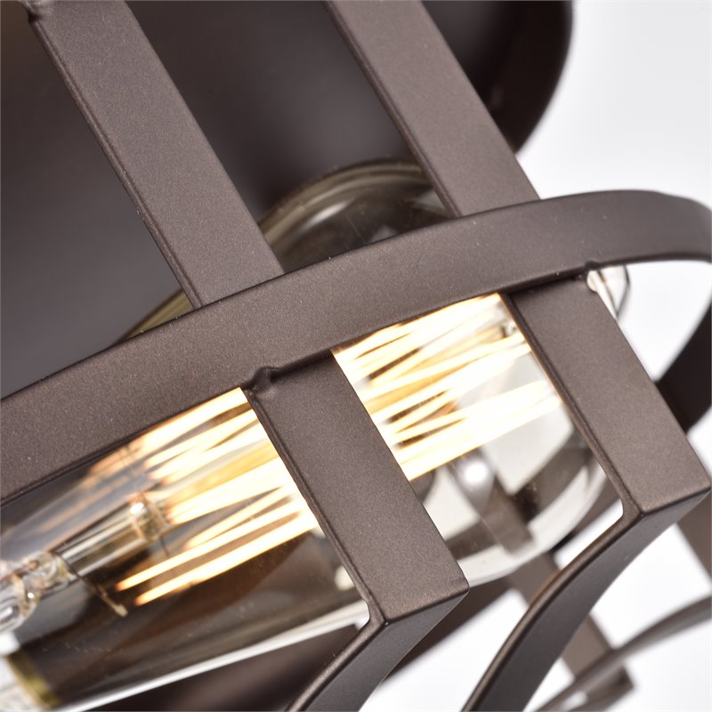 Chloe Lighting Ironclad 2-Light Metal Ceiling Flush Fixture in Oil Rubbed Bronze