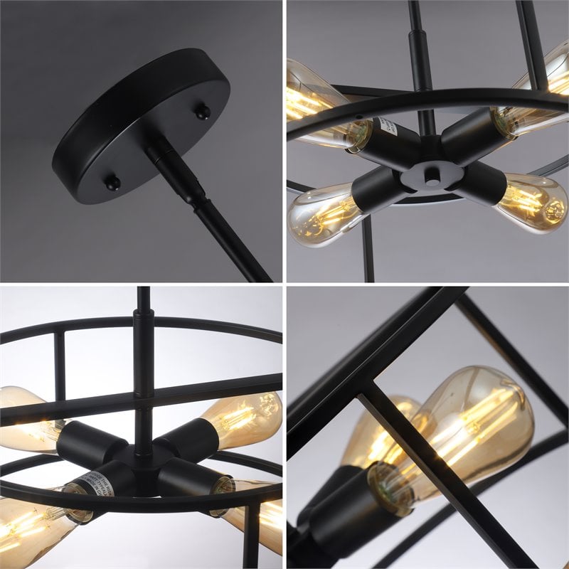 Chloe Lighting Ryker 4-Light Drum Metal Ceiling Pendant in Oil Rubbed Bronze