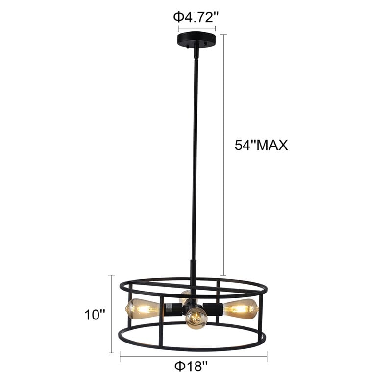 Chloe Lighting Ryker 4-Light Drum Metal Ceiling Pendant in Oil Rubbed Bronze