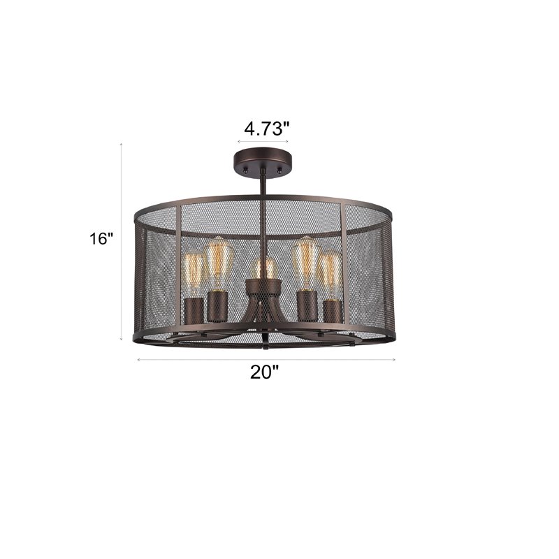 Chloe Lighting Lorry 5-Light Metal Semi-Flush in Oil Rubbed Bronze