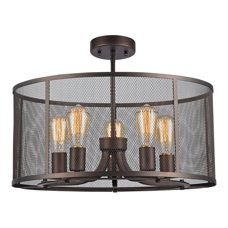 Chloe Lighting Lorry 5-Light Metal Semi-Flush in Oil Rubbed Bronze