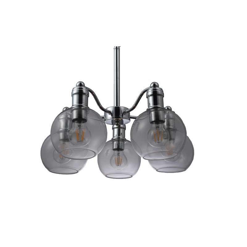 Chloe Lighting Wacian 5-Light Glass Metal Hanging Chandelier in Chrome