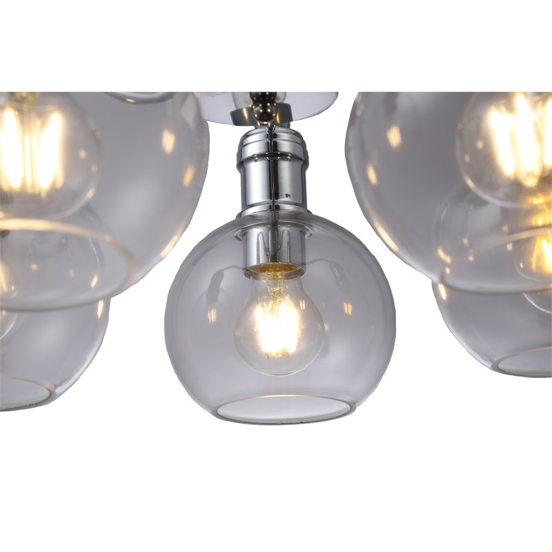 Chloe Lighting Wacian 5-Light Glass Metal Hanging Chandelier in Chrome