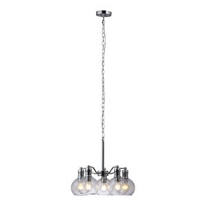 Chloe Lighting Wacian 5-Light Glass Metal Hanging Chandelier in Chrome