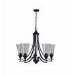 Chloe Lighting Sherard 5-Light Glass Metal Hanging Chandelier in Matte Black