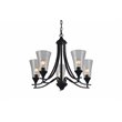 Chloe Lighting Sherard 5-Light Glass Metal Hanging Chandelier in Matte Black