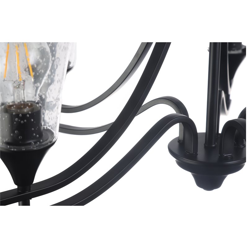 Chloe Lighting Sherard 5-Light Glass Metal Hanging Chandelier in Matte Black