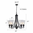 Chloe Lighting Sherard 5-Light Glass Metal Hanging Chandelier in Matte Black