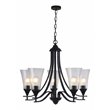 Chloe Lighting Sherard 5-Light Glass Metal Hanging Chandelier in Matte Black