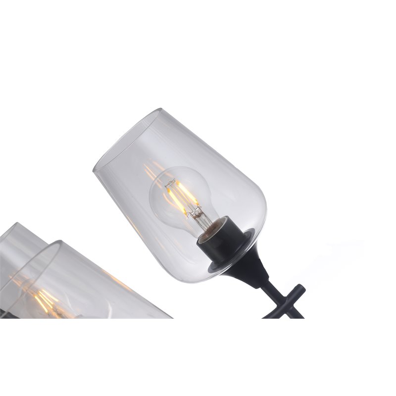 Chloe Lighting Willan 5-Light Glass Metal Up-Hanging Chandelier in Matte Black