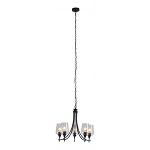Chloe Lighting Willan 5-Light Glass Metal Up-Hanging Chandelier in Matte Black