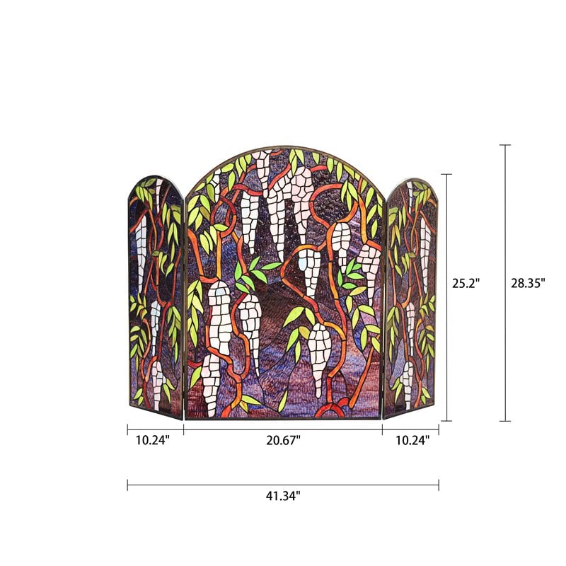 Chloe Lighting Corinth Glass Grape Design Fireplace Screen in Multi-Color