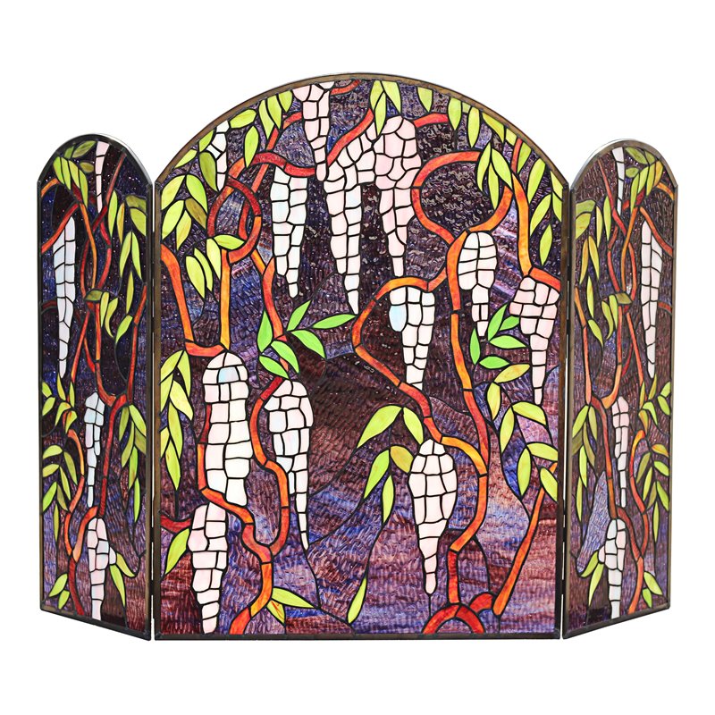 Chloe Lighting Corinth Glass Grape Design Fireplace Screen in Multi-Color