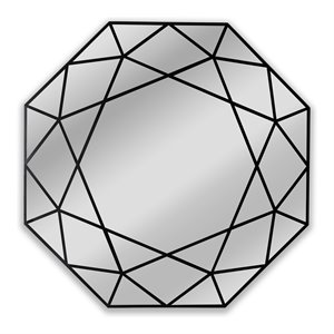 Chloe Lighting Reflection 30&quot Octagon Iron Framed Wall Mirror in Black